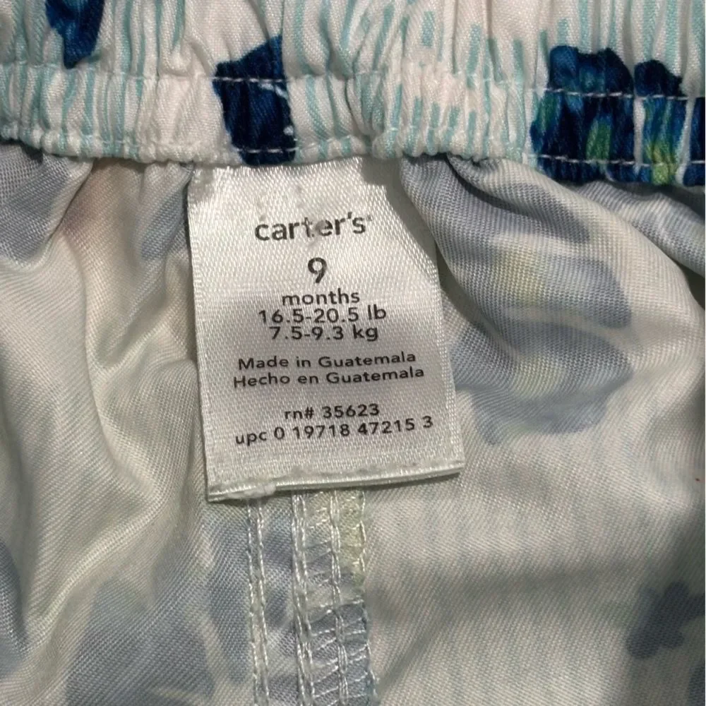 Carter’s Infant Boys Blue Tropical Floral Swim Shorts Trunks 9 Months Hawaiian